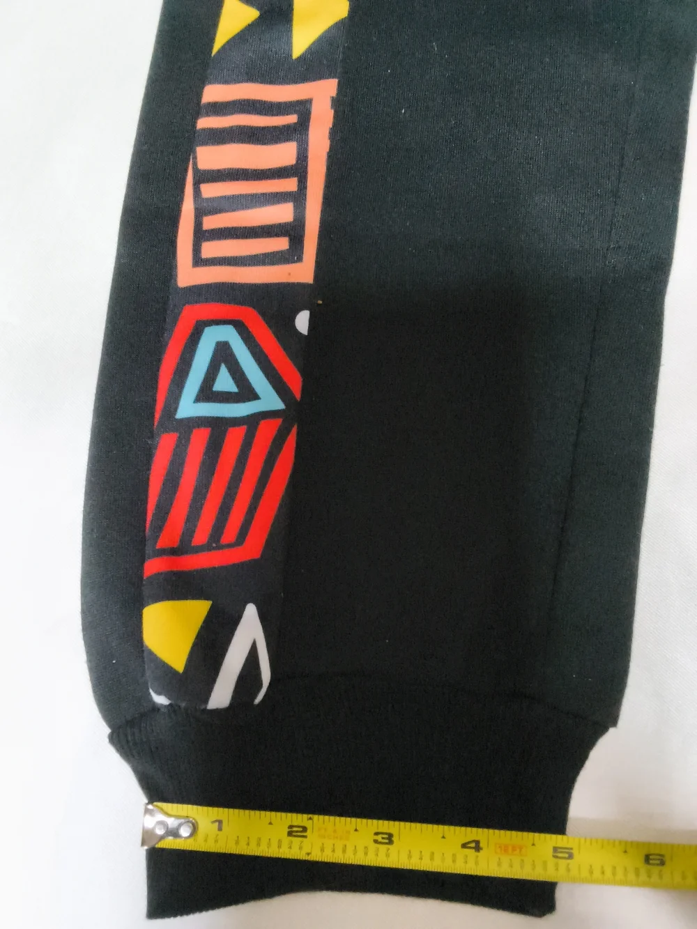 Black Men's Joggers with Multicolor Geometric Side Stripes